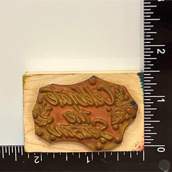 1989 Celebrate The Season Holiday WOOD MOUNTED Rubber Stamp HERO ARTS D170 - Picture 2 of 5